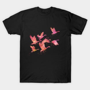 Geese Birds Forest Wild Nature World Earth Free Flight Watercolor T-Shirt